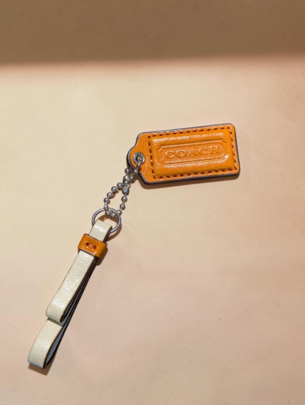 Coach 1.75" Sunflower Color Leather Hangtag with Stitched Edging